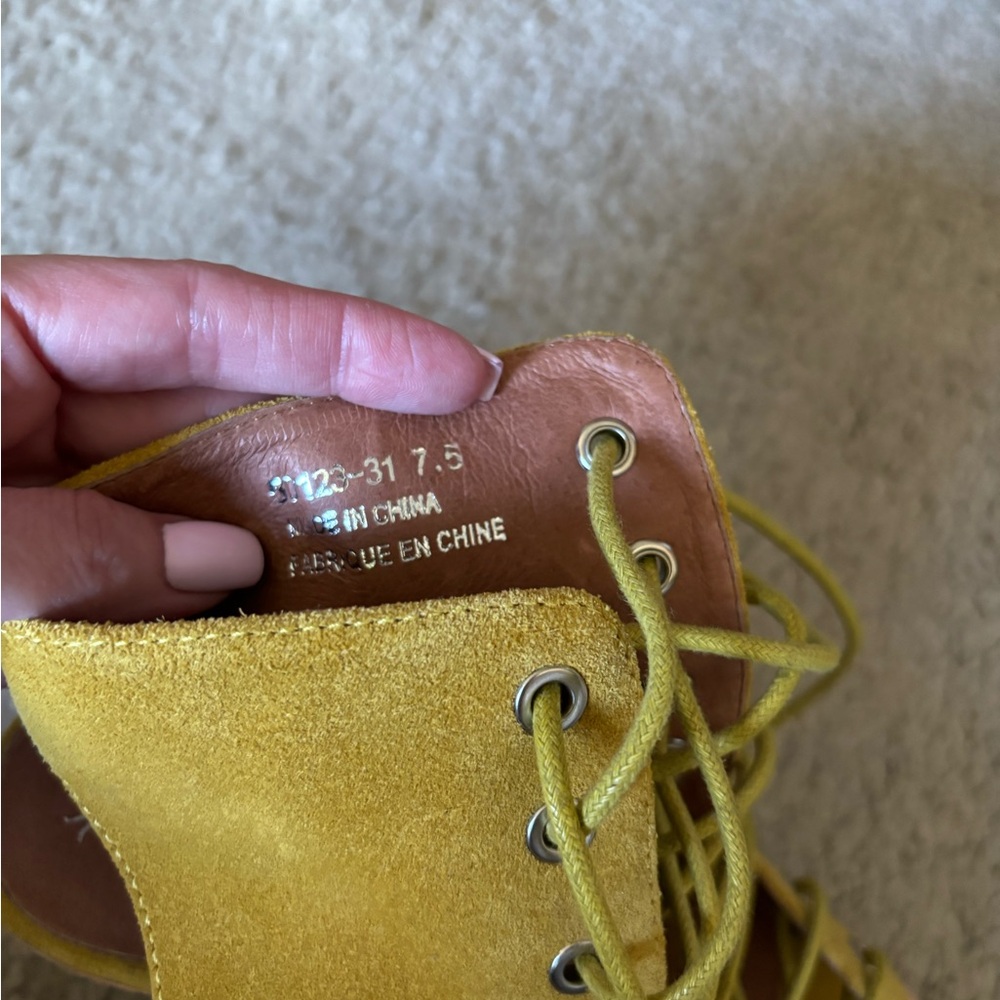 Jeffrey Campbell x Free People Minimal Lace up Heels - Worn Once Yellow Size 7.5 - Picture 6 of 9